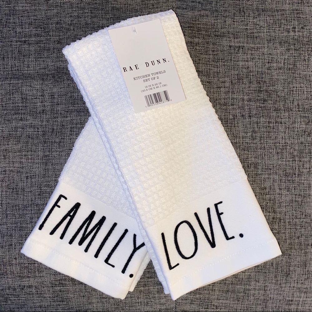 Rae Dunn Kitchen Towels ‘FAMILY’ & ‘LOVE’